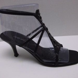 Nine WEST Black 3" Ankle strap Sandal Heels 8